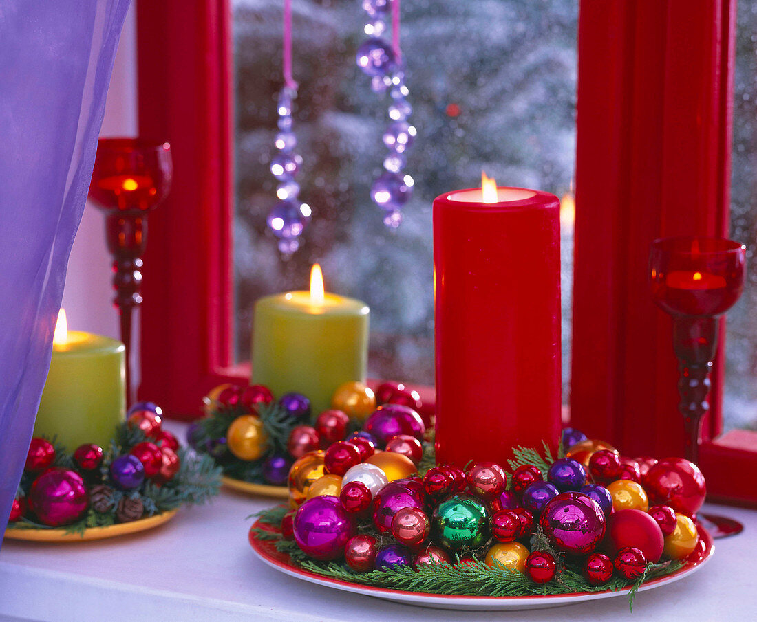 Window decoration with candles