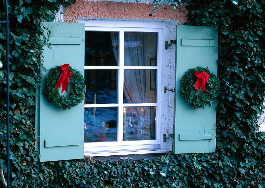 Shutters with wreaths