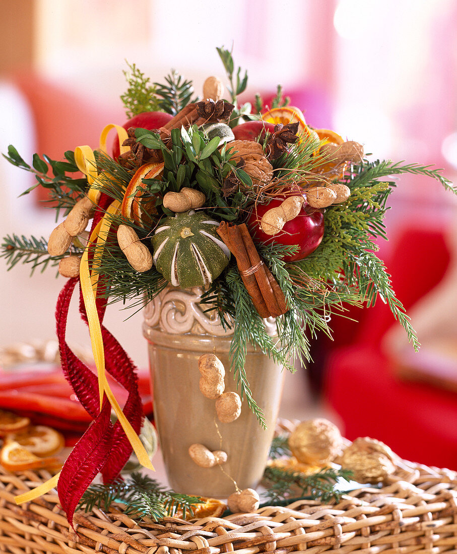 Christmas bouquet with nuts and spices