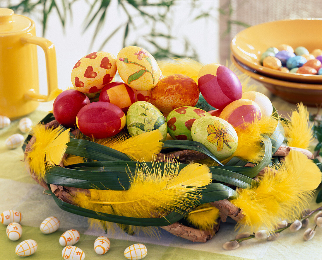 Wreath of branches with feathers