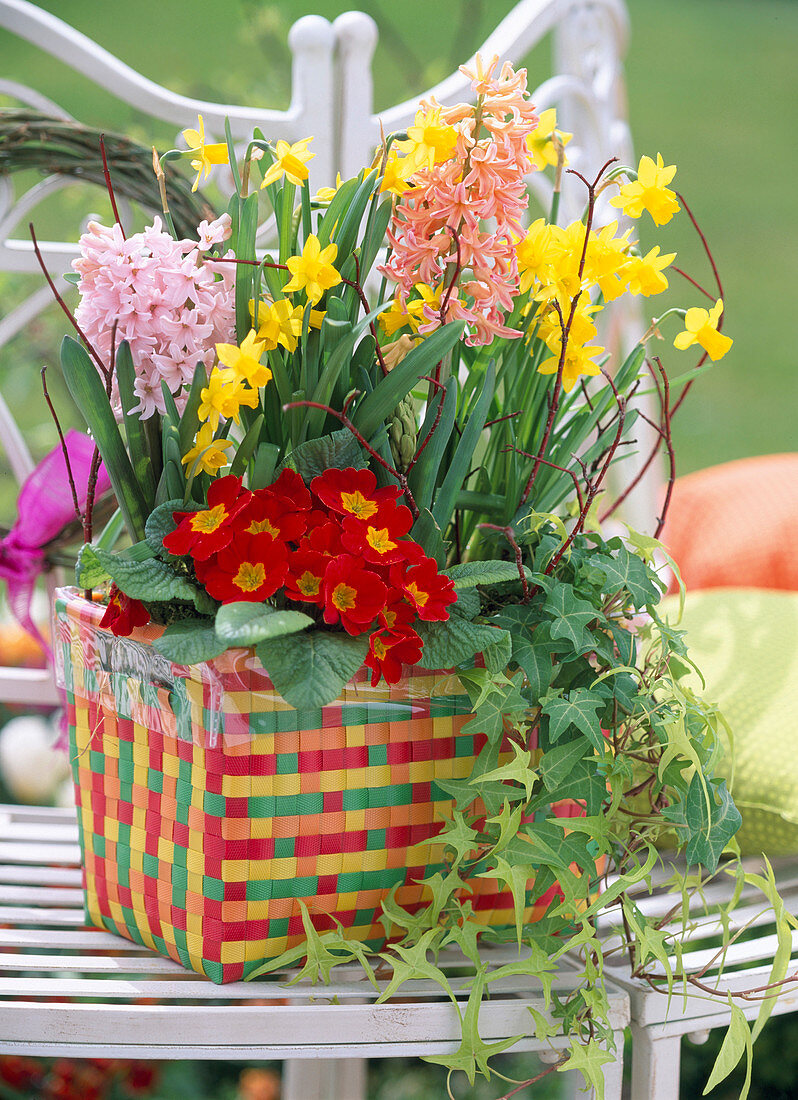 Colorful spring basket