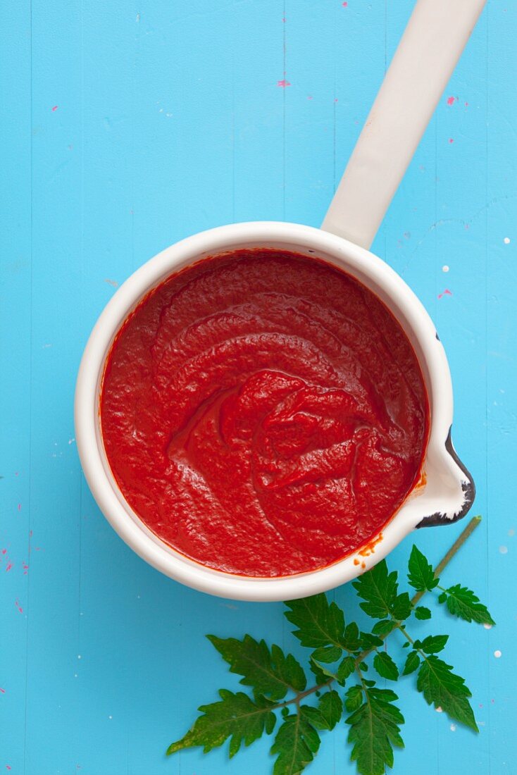 Tomato sauce in a saucepan