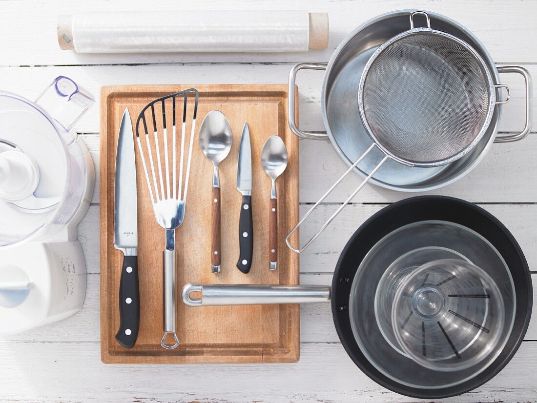 Kitchen utensils for making Masala Dosa (Indian pancake)