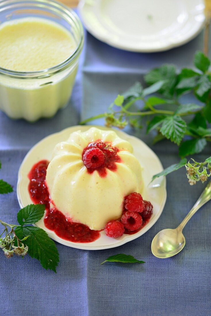 Bavarian cream with raspberries