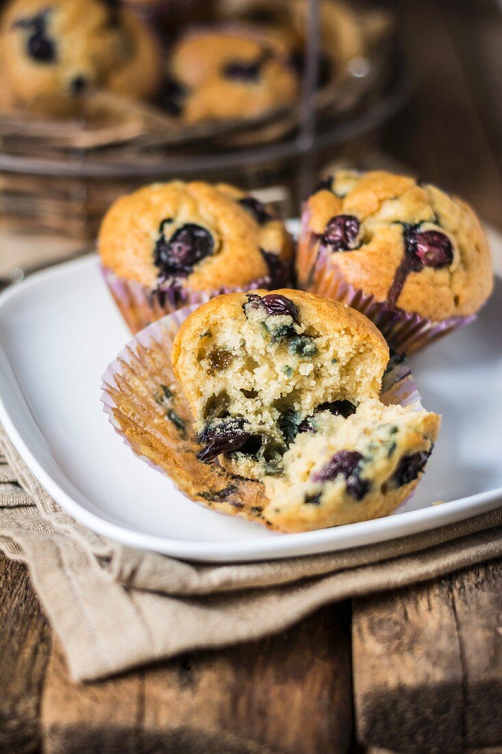 Vanilla and blueberry muffins
