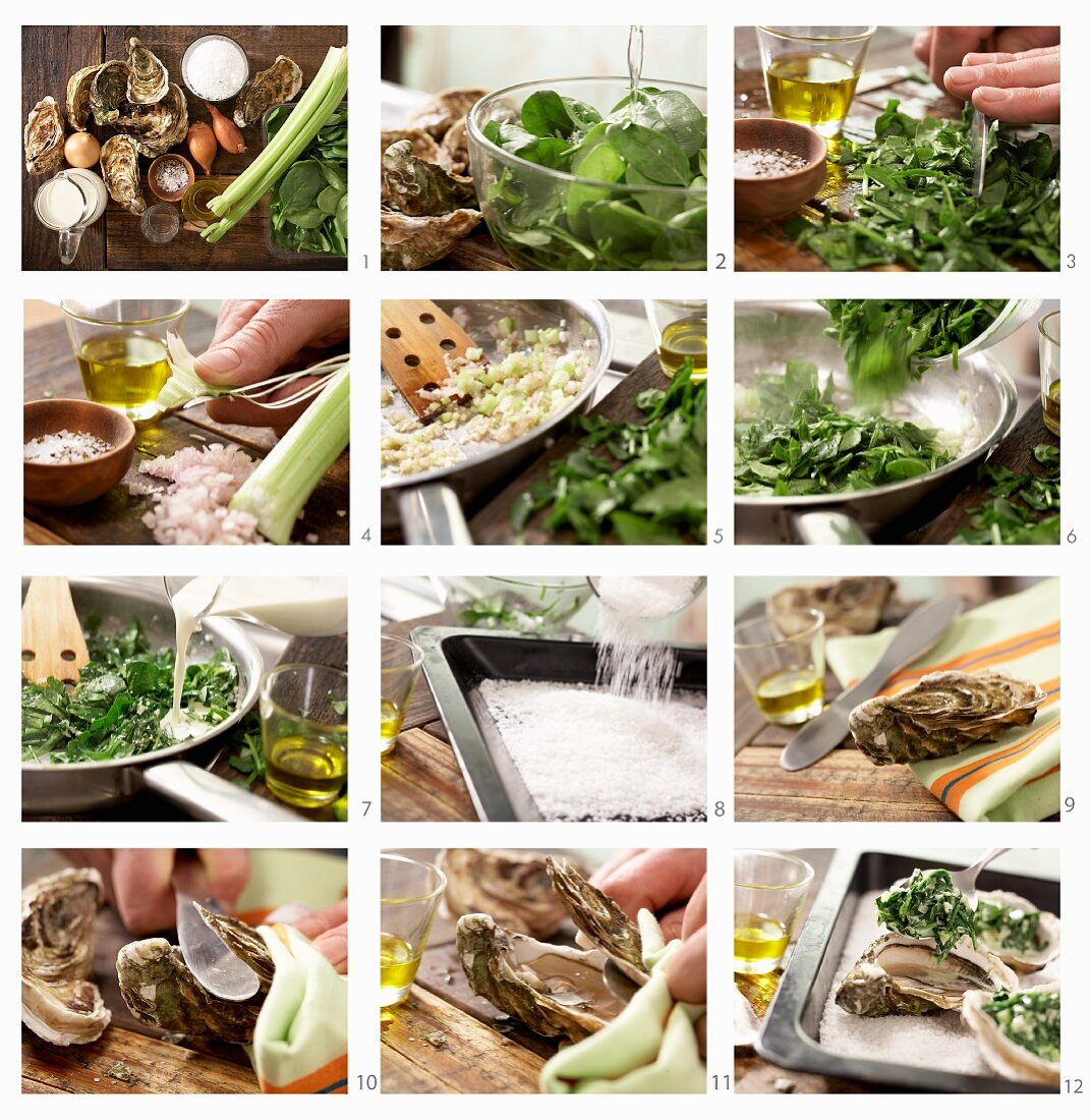 How to make baked oysters with spinach