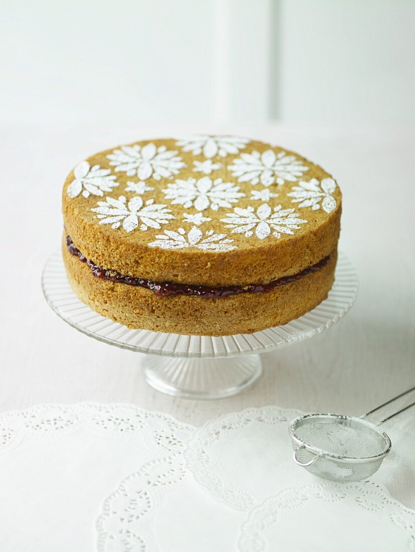 Victoria sponge cake with jam filling