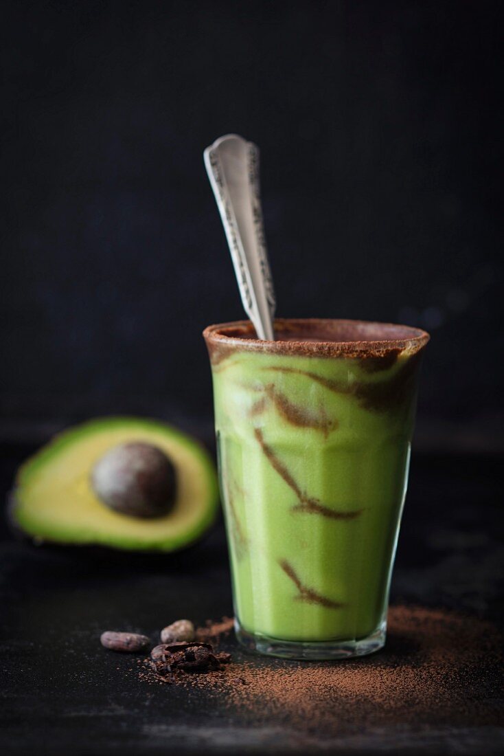 An avocado and chocolate smoothie