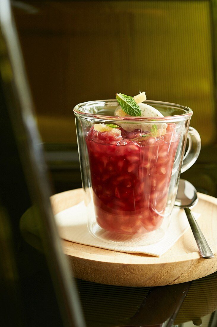 Pomegranate tea at the 'Joan Marc' restaurant in Mallorca, Spain