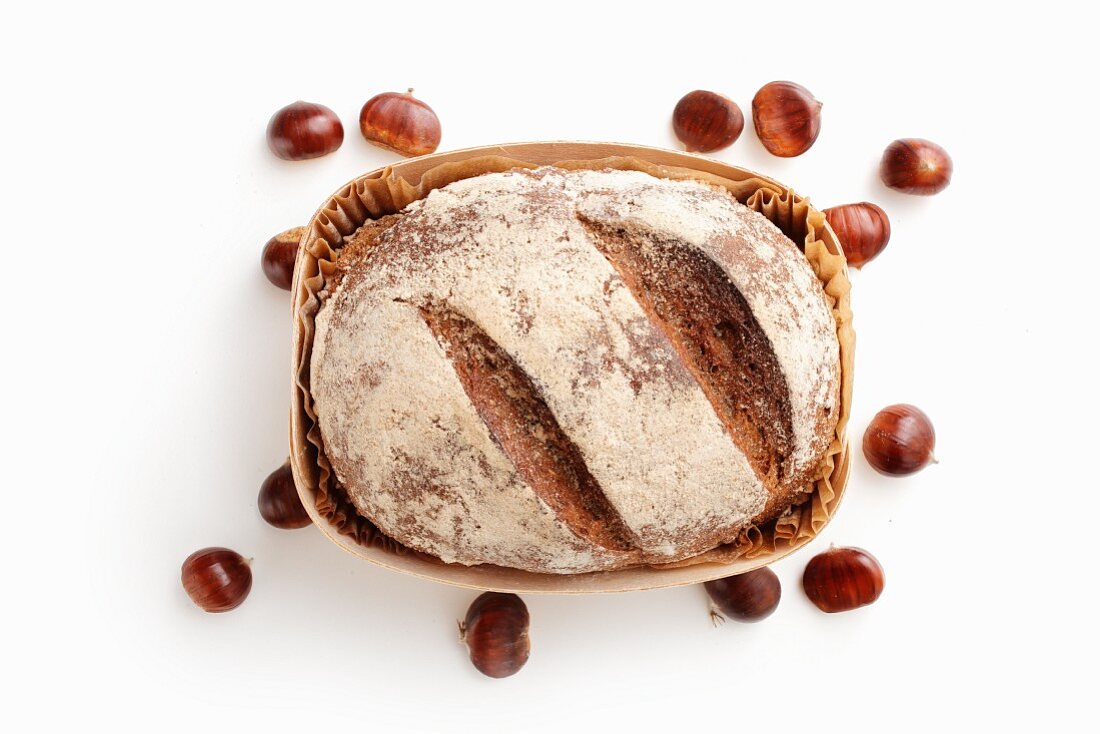 A loaf of bread made from chestnut flour