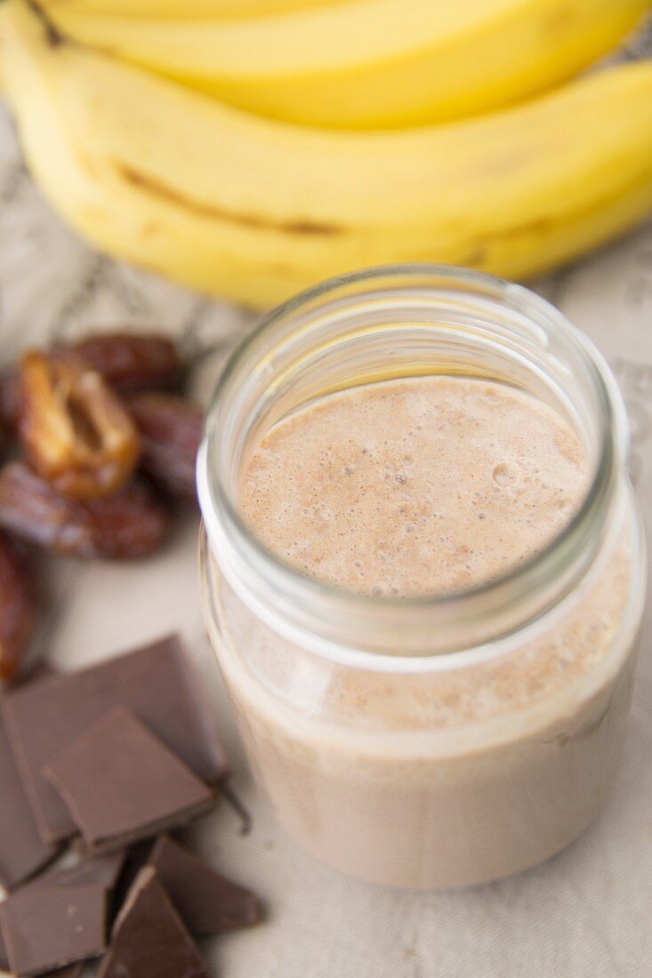 Banana and chocolate breakfast smoothie