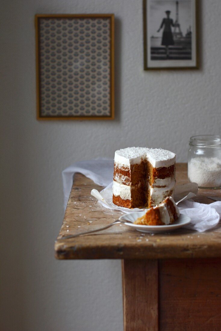 A moist orange cake with a ginger and cream cheese frosting