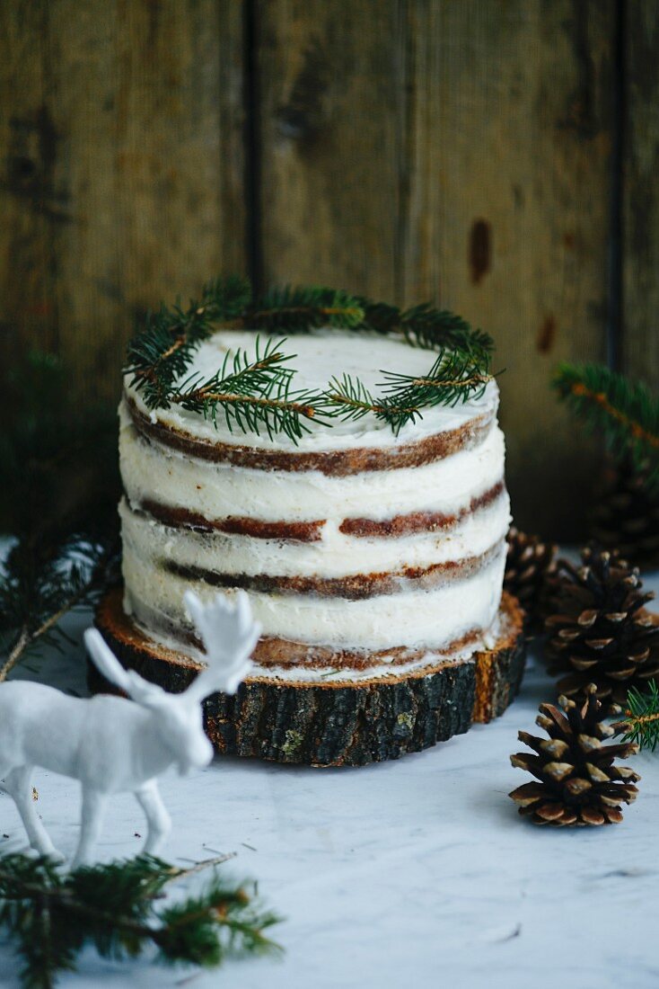 Naked cake on a marble background