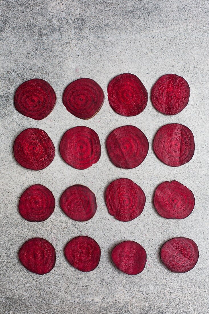 Slices of beetroot (seen from above)