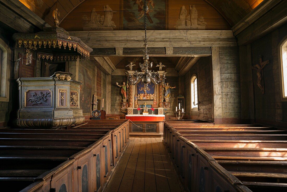 Interior view of a church in southern Sweden