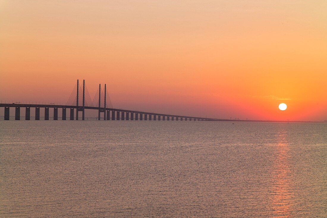 The world's longest cable-stayed bridge, the Öresund Bridge, linking Copenhagen and Malmö