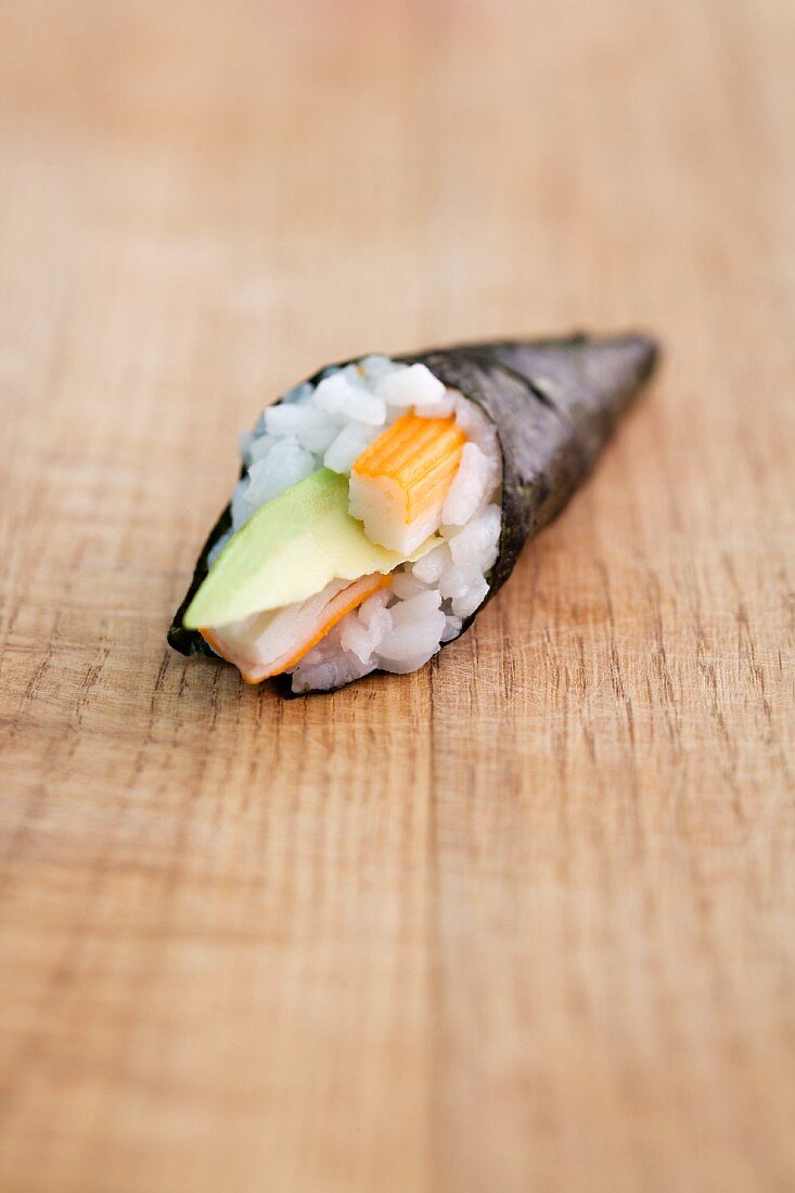 Sushi with surimi and avocado