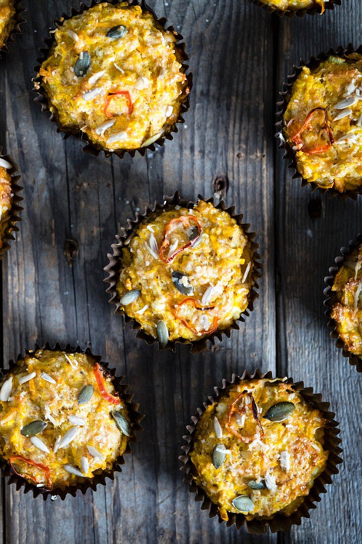 Sweet Potato Muffins with Chilli, Cheese and Seeds