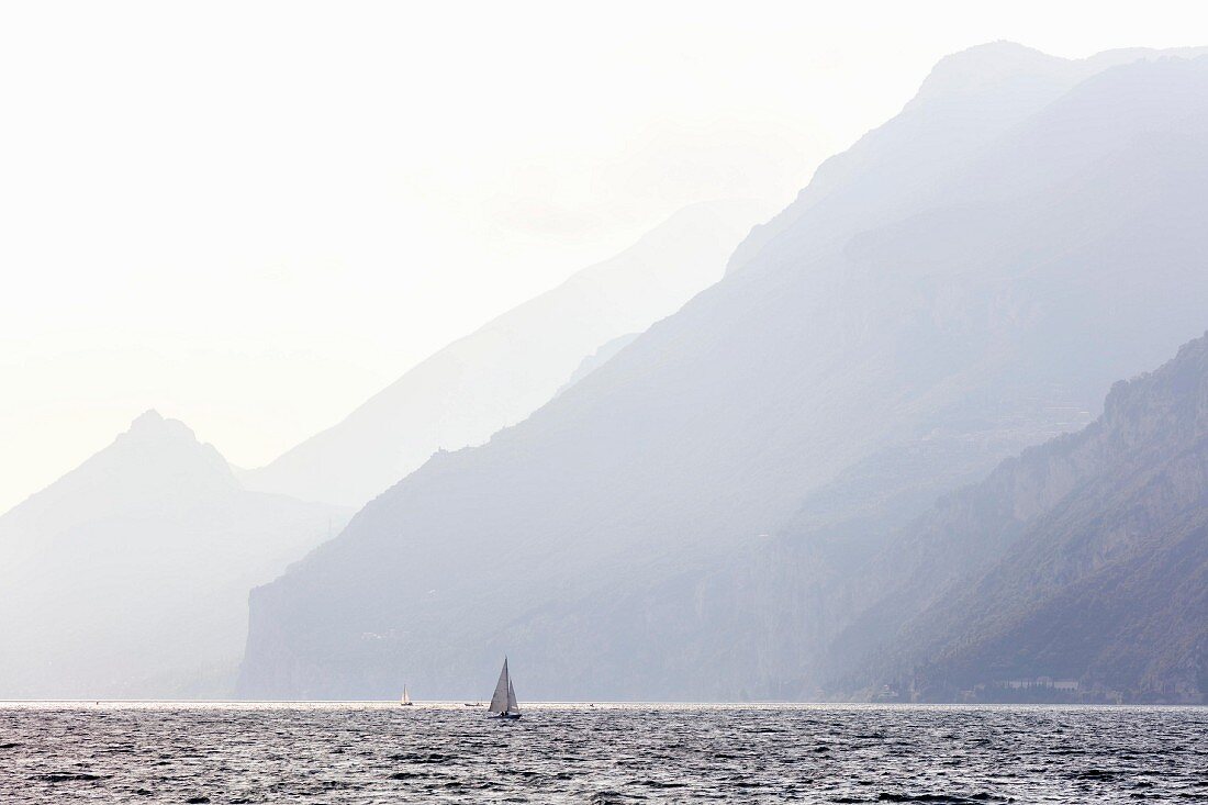 A sailing boat on Lake Garda, Italy