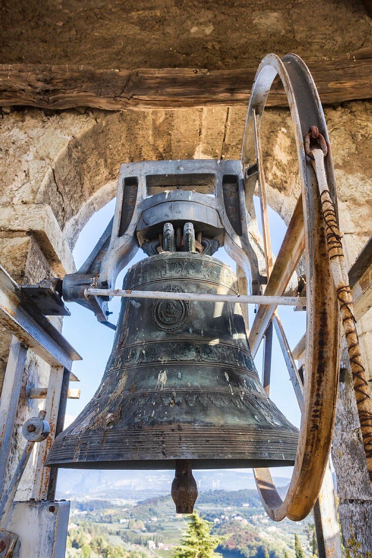 Bell tower of the Eremo San Giorgio monastery in Bardolino, Italy