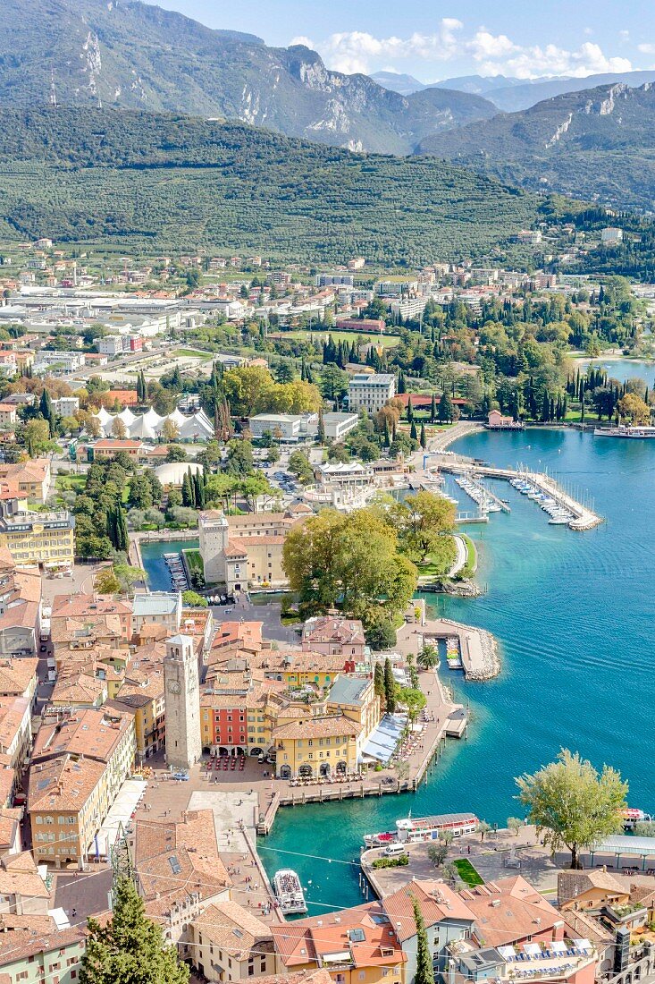 View from Monte Oro of Riva del Garda, Italy