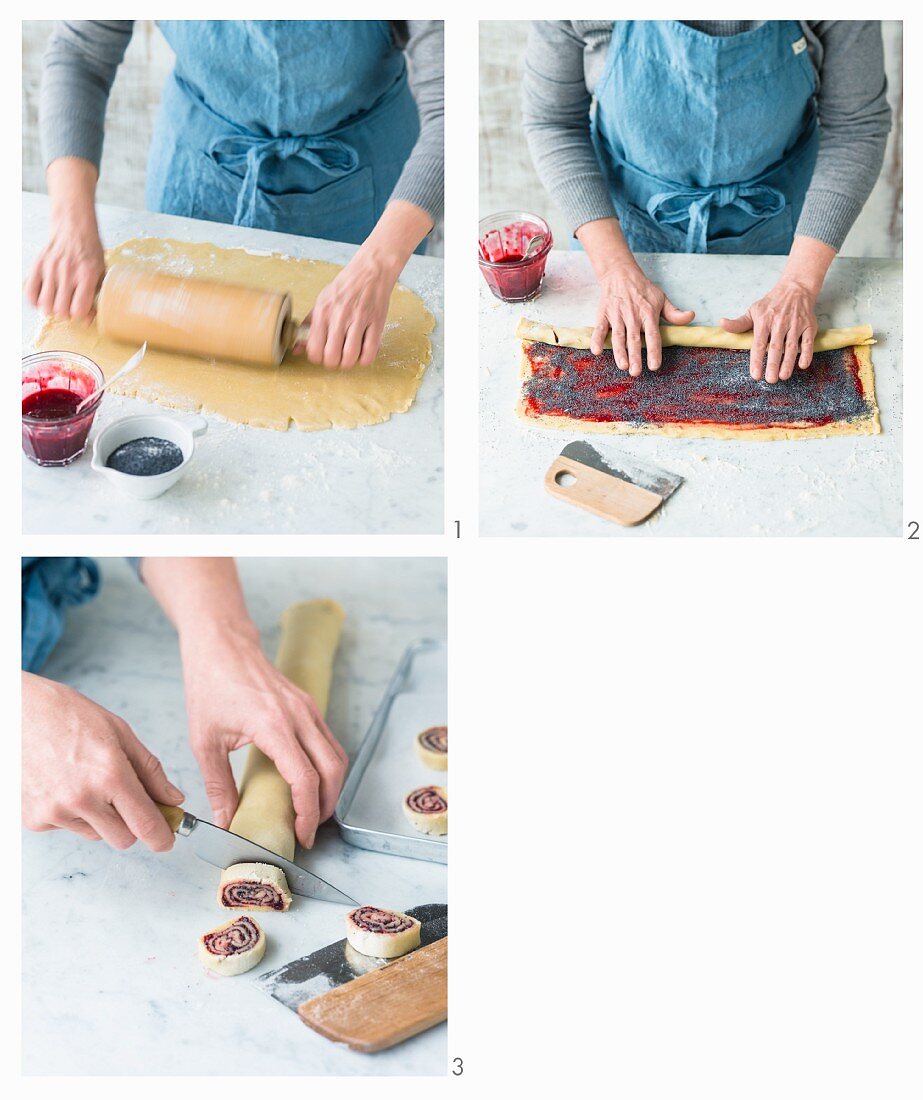 Quick and easy raspberry and poppy seed pastries being made