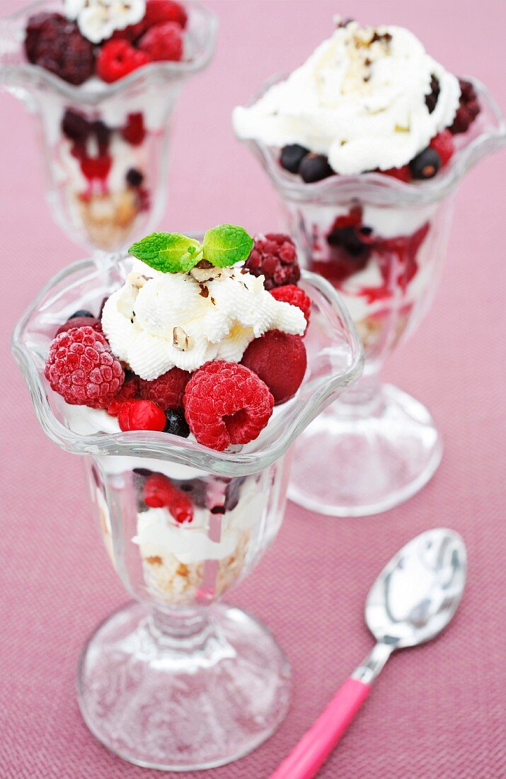 A fruit bowl with ricotta