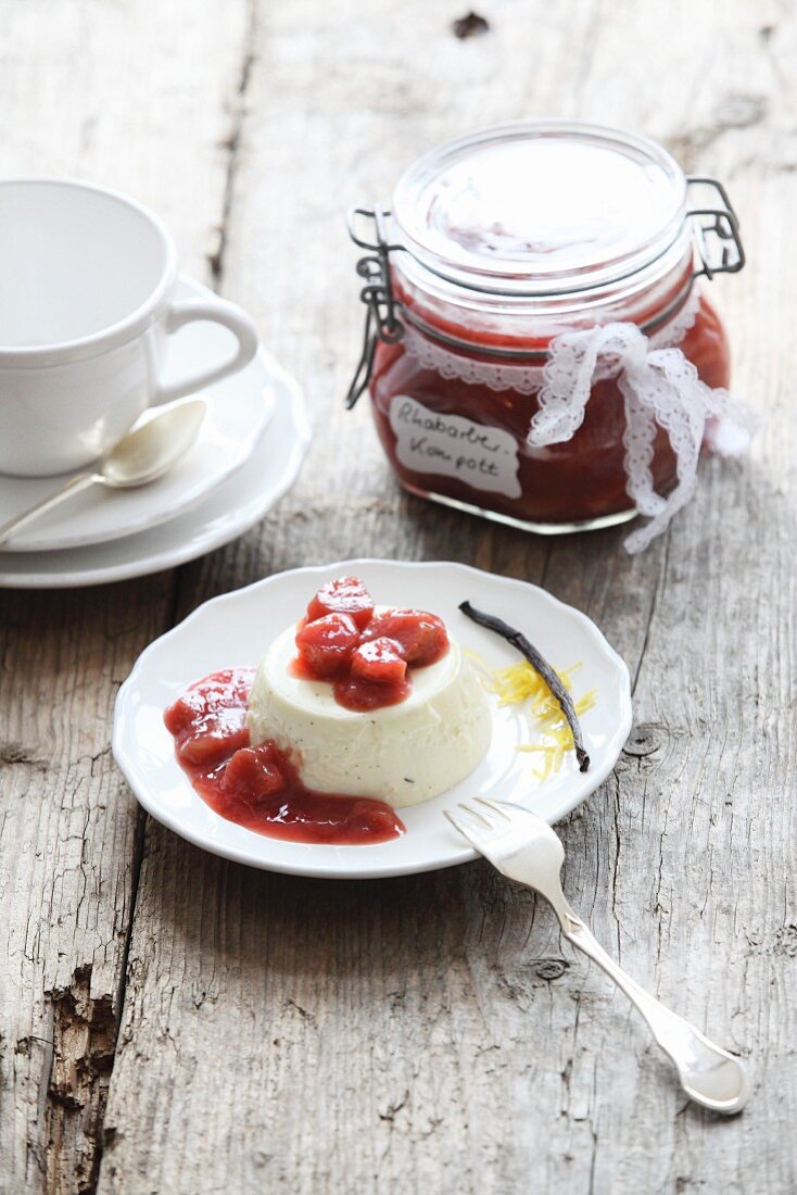 Lavender pannacotta with rhubarb compote for Easter