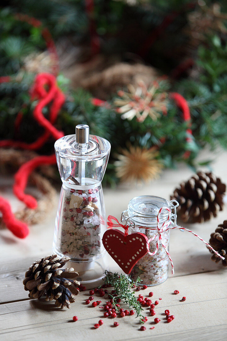 Porcini mushroom and thyme salt as a Christmas gift