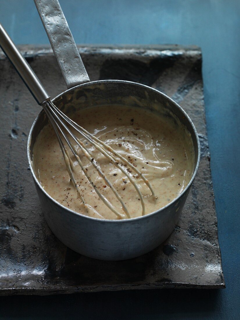 Vegan bechamel sauce made from a plant drink and cream