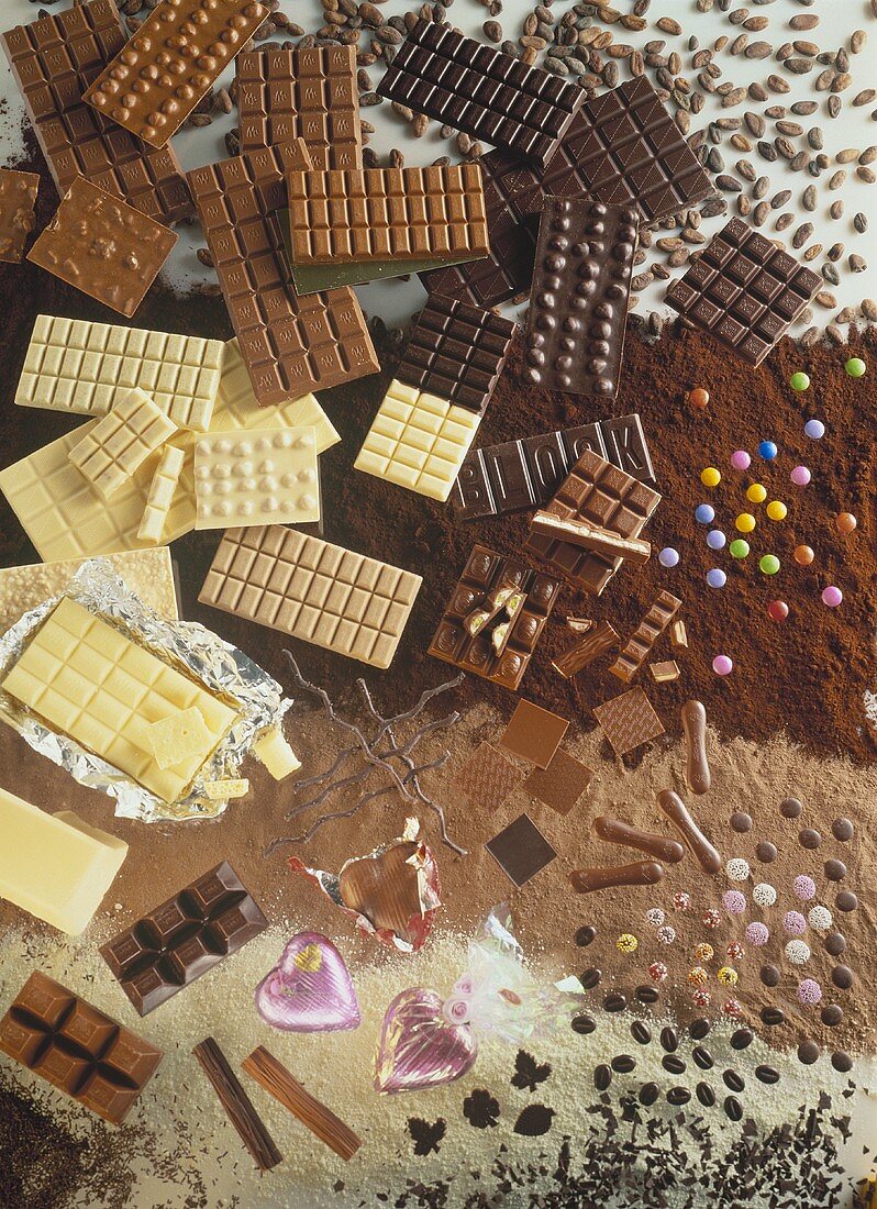 Schokoladentafeln und Süssigkeiten aus Schokolade