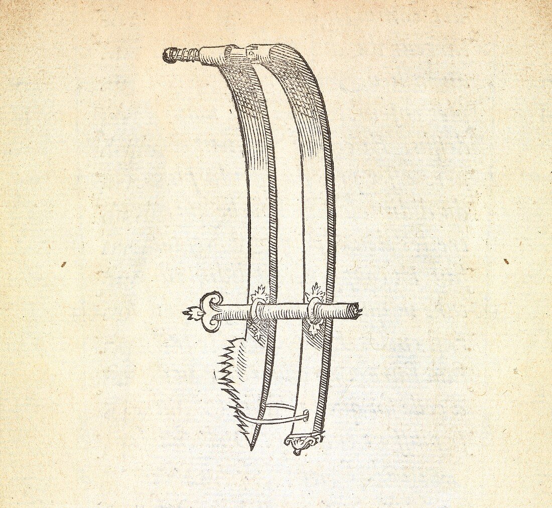 Hernia surgery instrument, 16th century