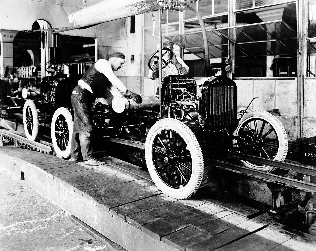 Car factory production line, 1920s