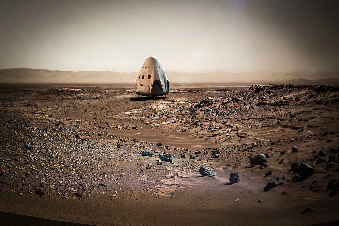 SpaceX's Red Dragon at Mars, illustration