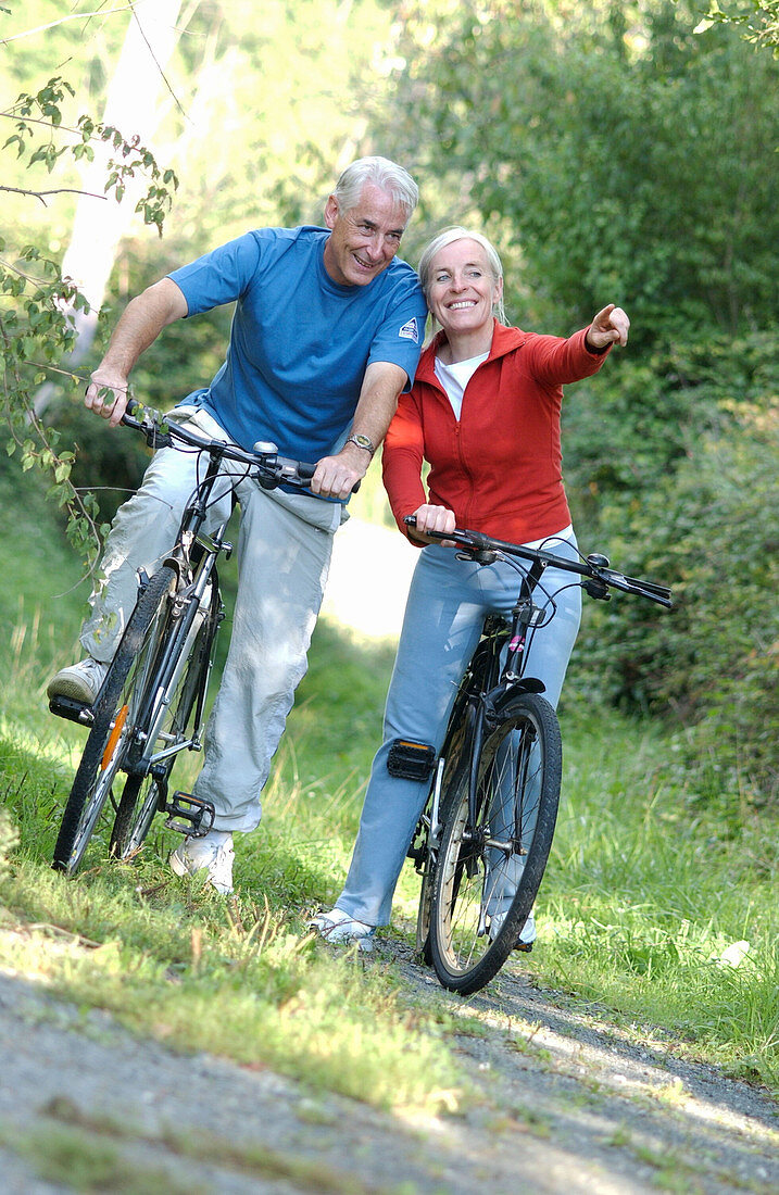 Senior couple on a bicycle ride