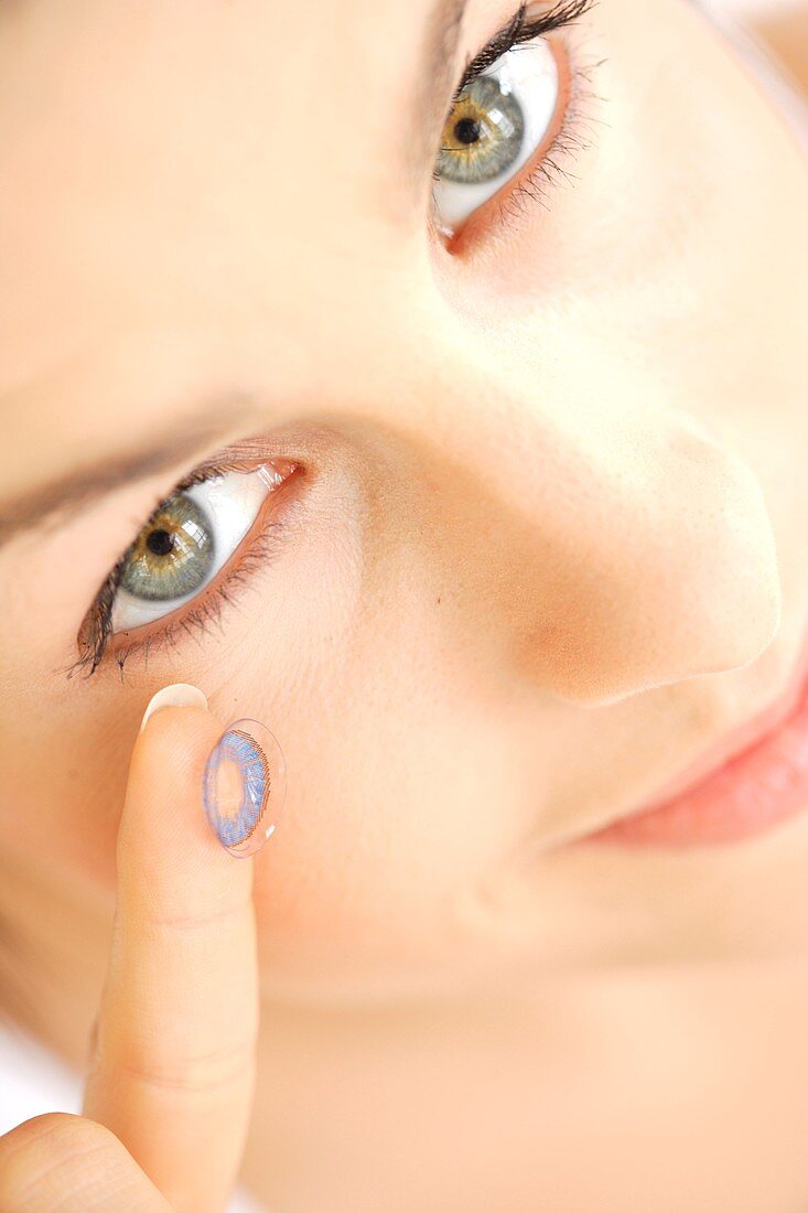 Woman wearing contact lenses