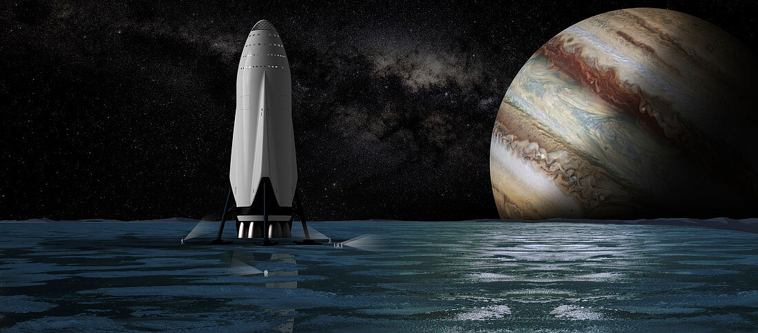 SpaceX's ITS spacecraft at Jupiter, illustration