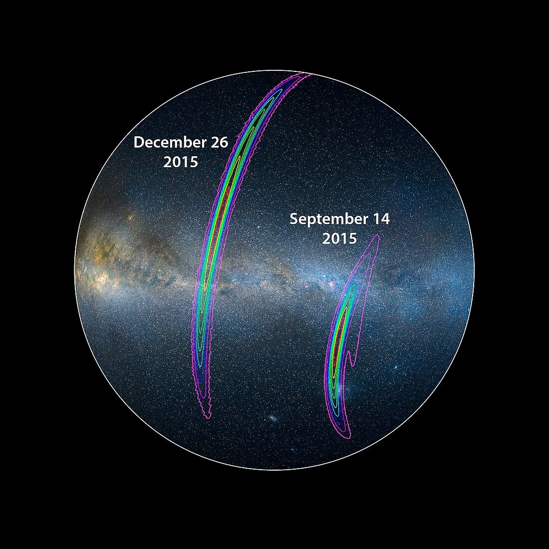 LIGO gravity wave detections, southern hemisphere