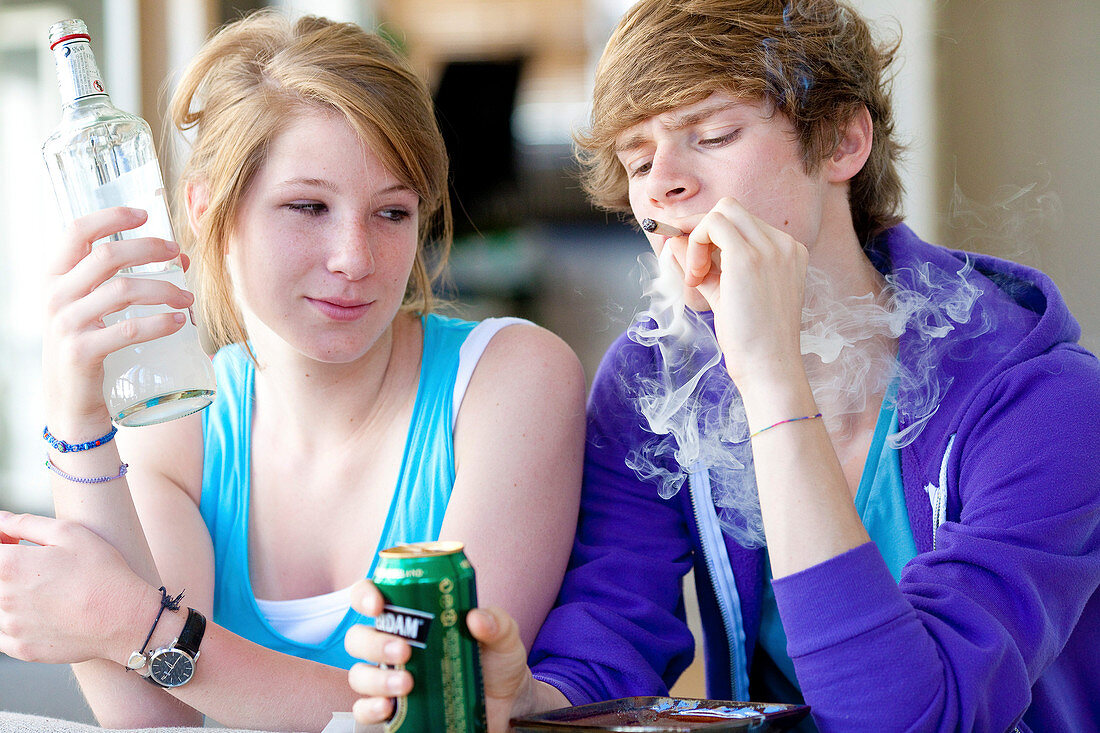 Teenagers smoking marijuana