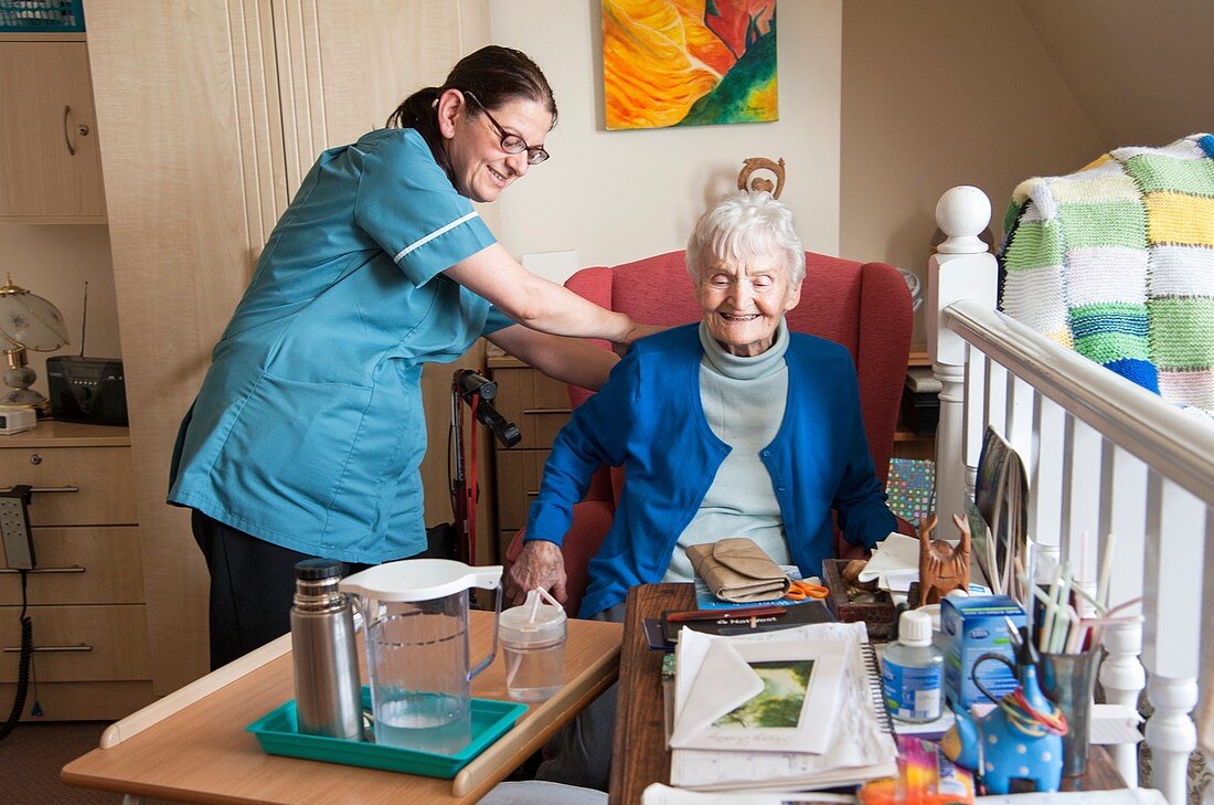 Care home assistant and resident