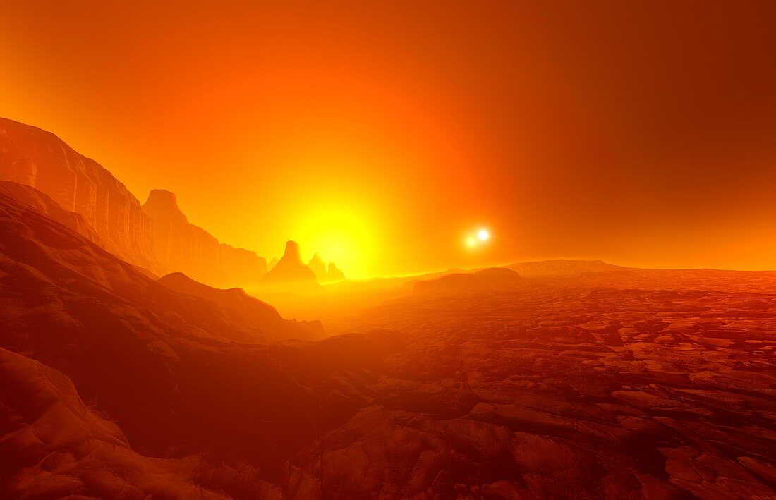 Proxima Centauri b exoplanet surface, illustration