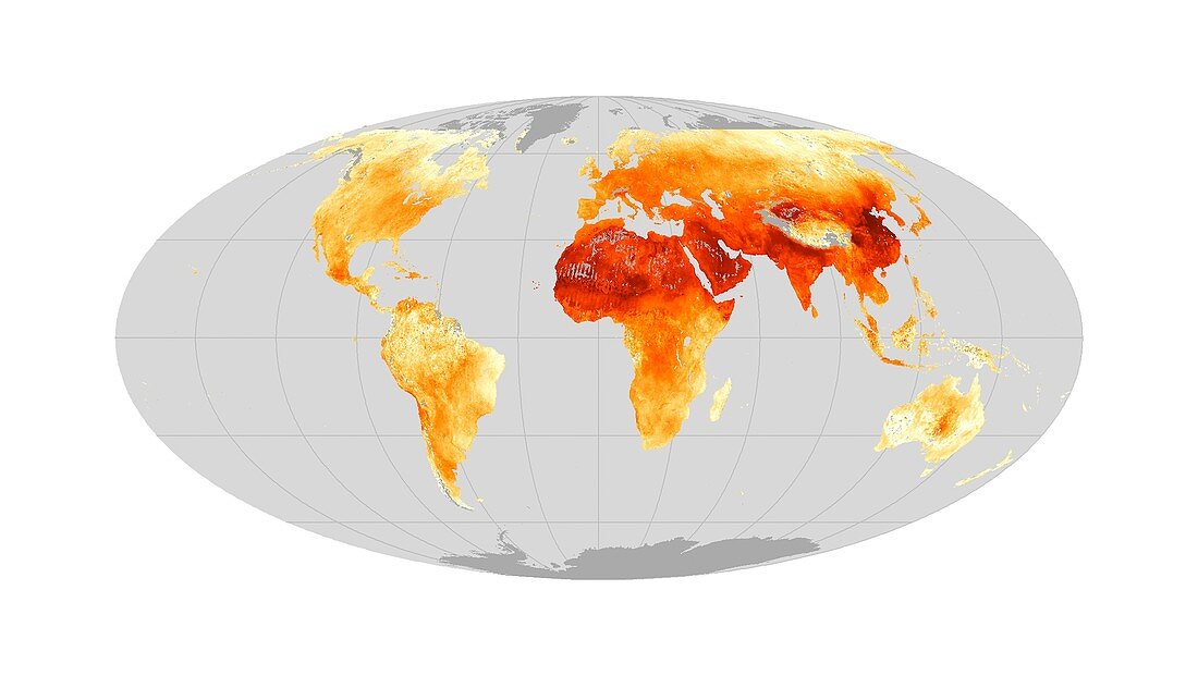 Global particulate pollution 2010-2012, satellite map