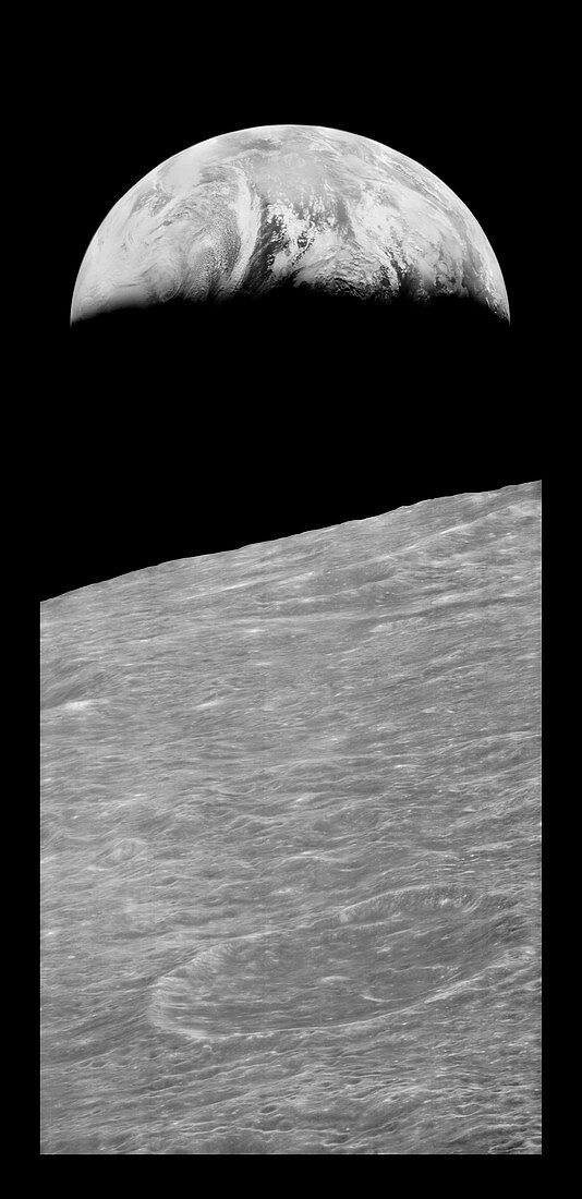 Earthrise from Lunar Orbiter 1, 1966