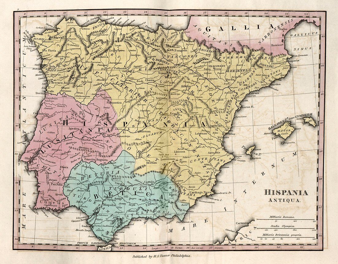 Map of Ancient Hispania,19th century