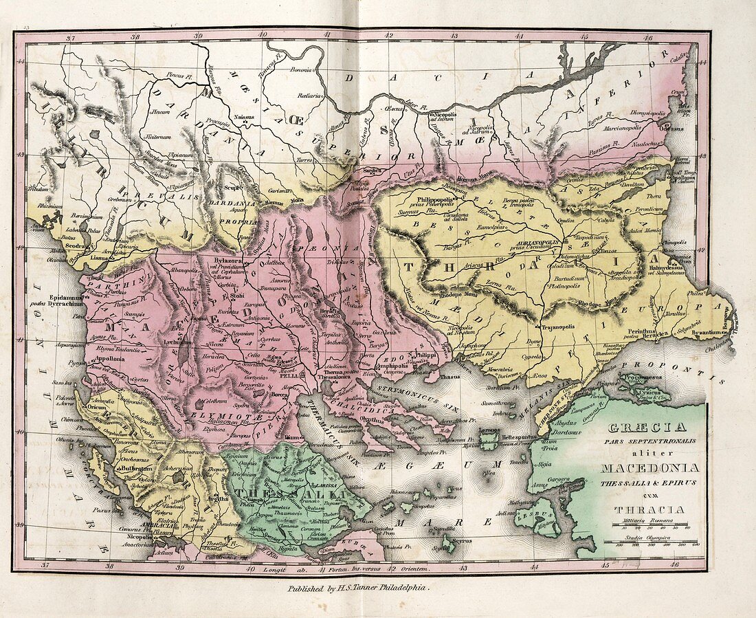 Map of Ancient North Greece,19th century