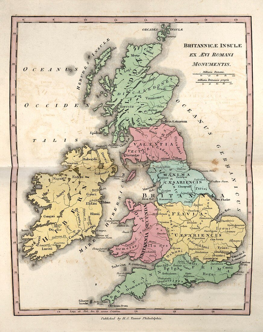Map of Ancient Britannia,19th century