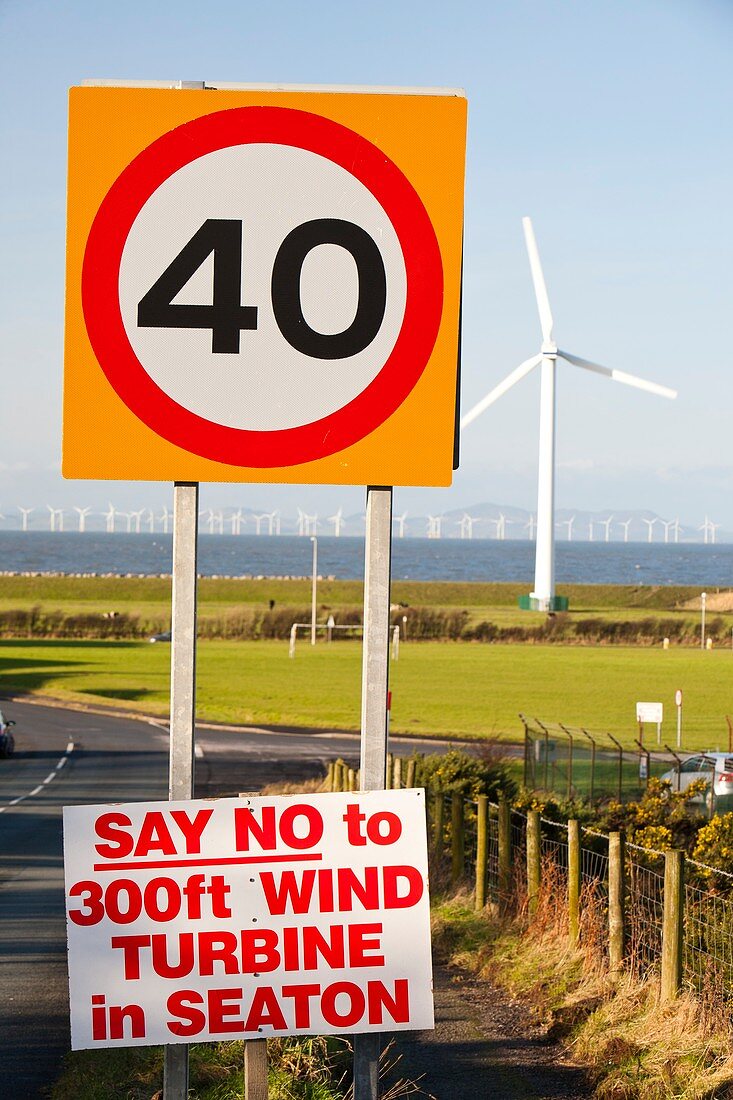 Wind turbine protest sign