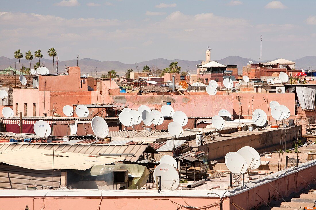 Satellite TV dishes on house,Morocco