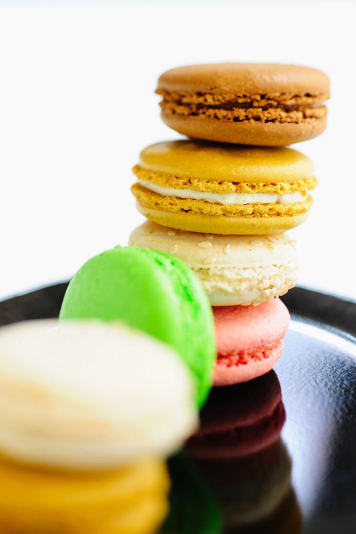 A stack of colourful macaroons