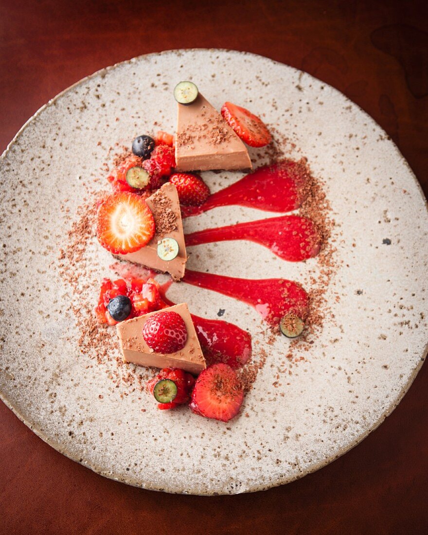 Chocolate pave with berries at the Charango restaurant, Cape Town, South Africa